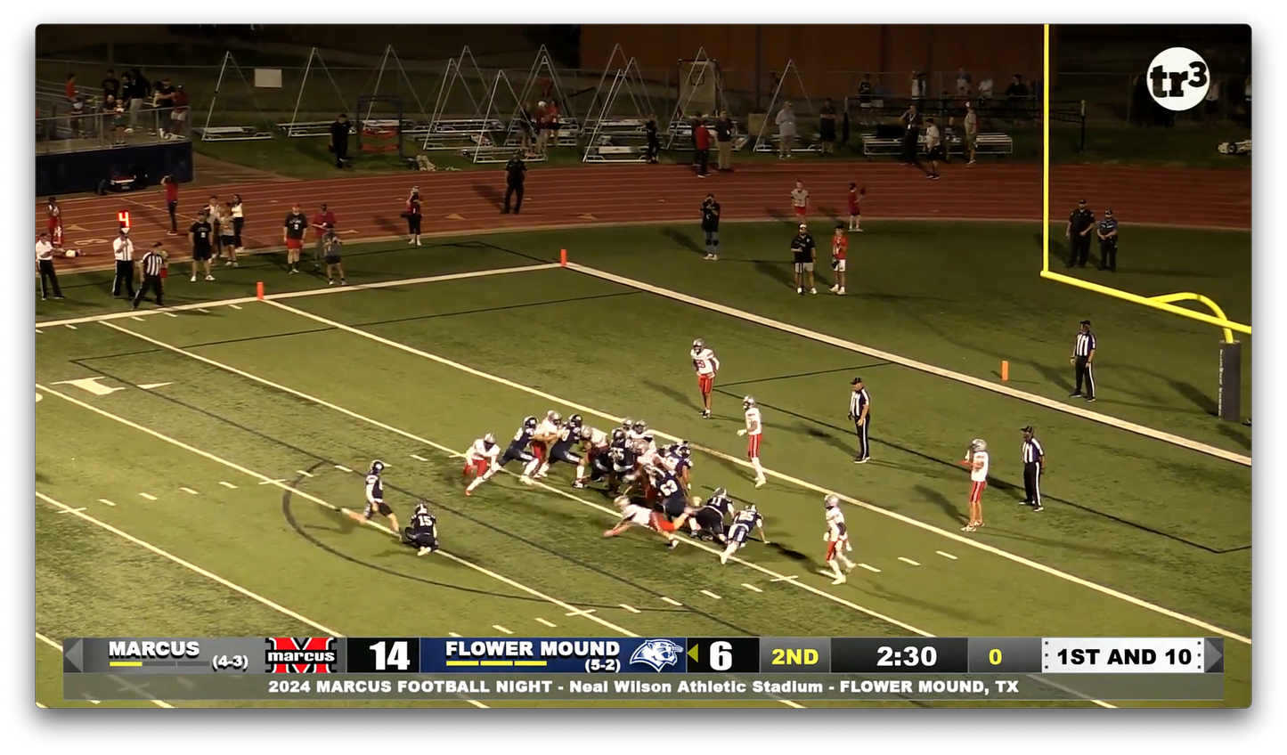 Extra Point by Flower Mound to cut the lead to 7pt